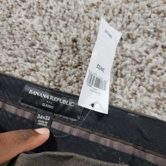 Banana Republic Pants Mens 35x32 Tag 34x32 Brown Pinstripe Poly Blend Tags - Picture 2 of 9